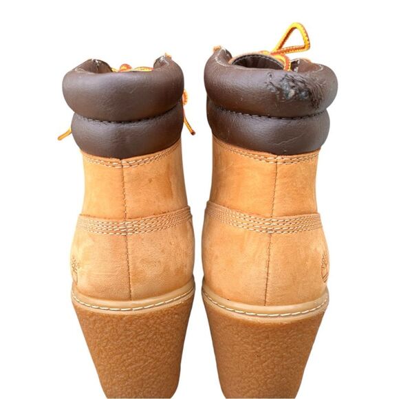 Timberland Amston 6 Inch Wheat Nubuck Wedge Heel Boots Size 8 - Picture 6 of 11